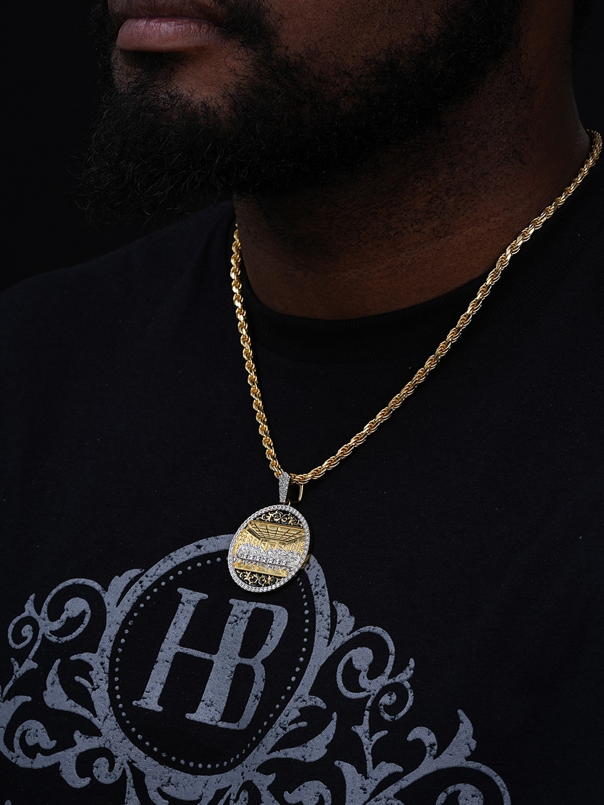 Solid 925 Silver / Gold Plated Jesus Last Supper Coin Medallion Pendant Italy CZ