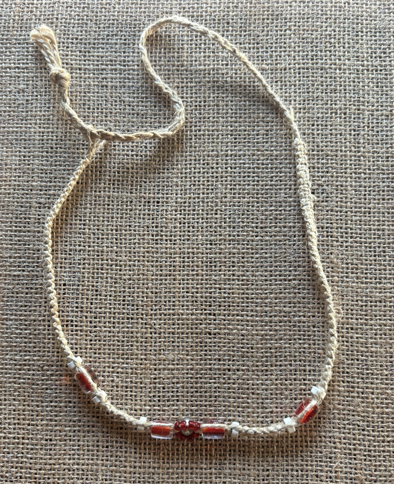 Wood Asymmetrical Charm Pendant Hemp Cord Choker Necklace Tribal Adjustable Tie