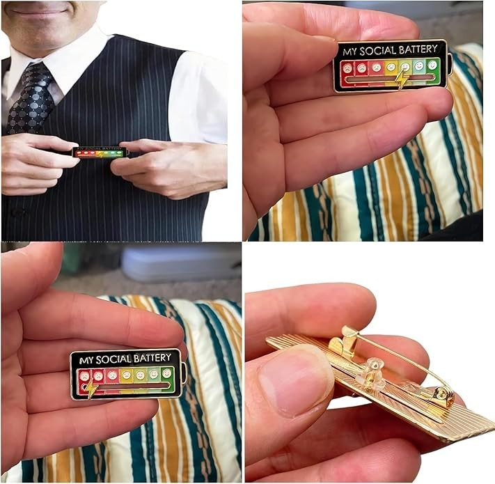 Sliding My Social Battery Enamel Mood Pin for Introverts Extroverts Mood Tracker