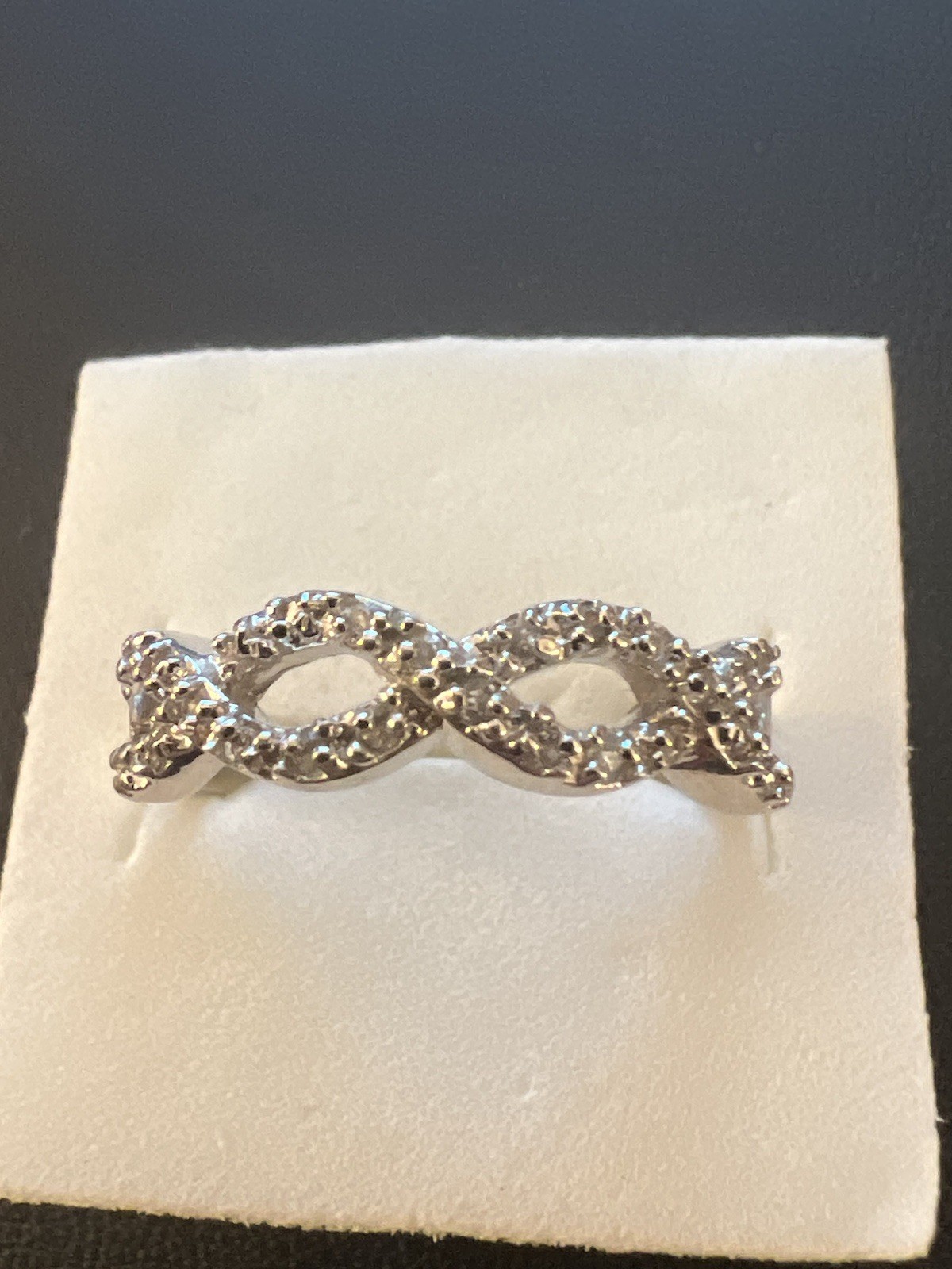 Infinity ♾️ Ring Size 9 Stamped 10kt White Gold Filled Cubic Zirconia Diamond