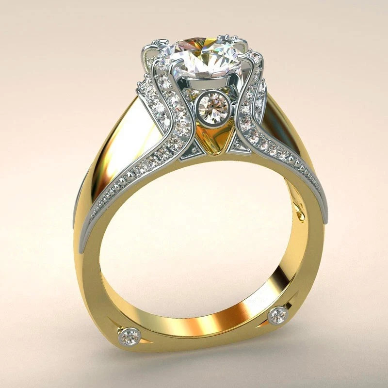 2ct Round Cut Lab-Created Moissanite Ring Yellow Gold Plated Unique Solitaire