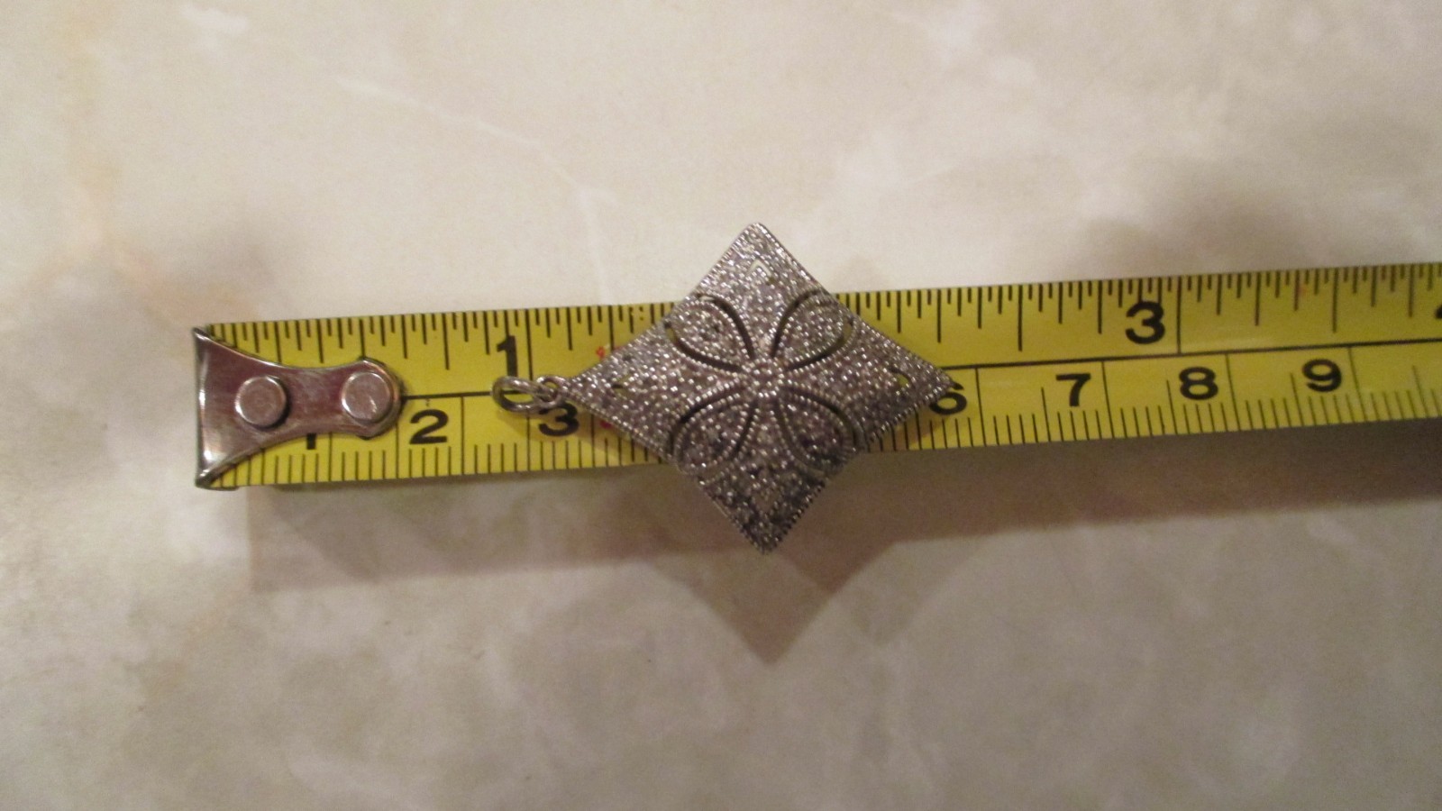 Sparkly Vintage Sterling Silver Affinity Diamond Pendant – QVC – Signed EA .925