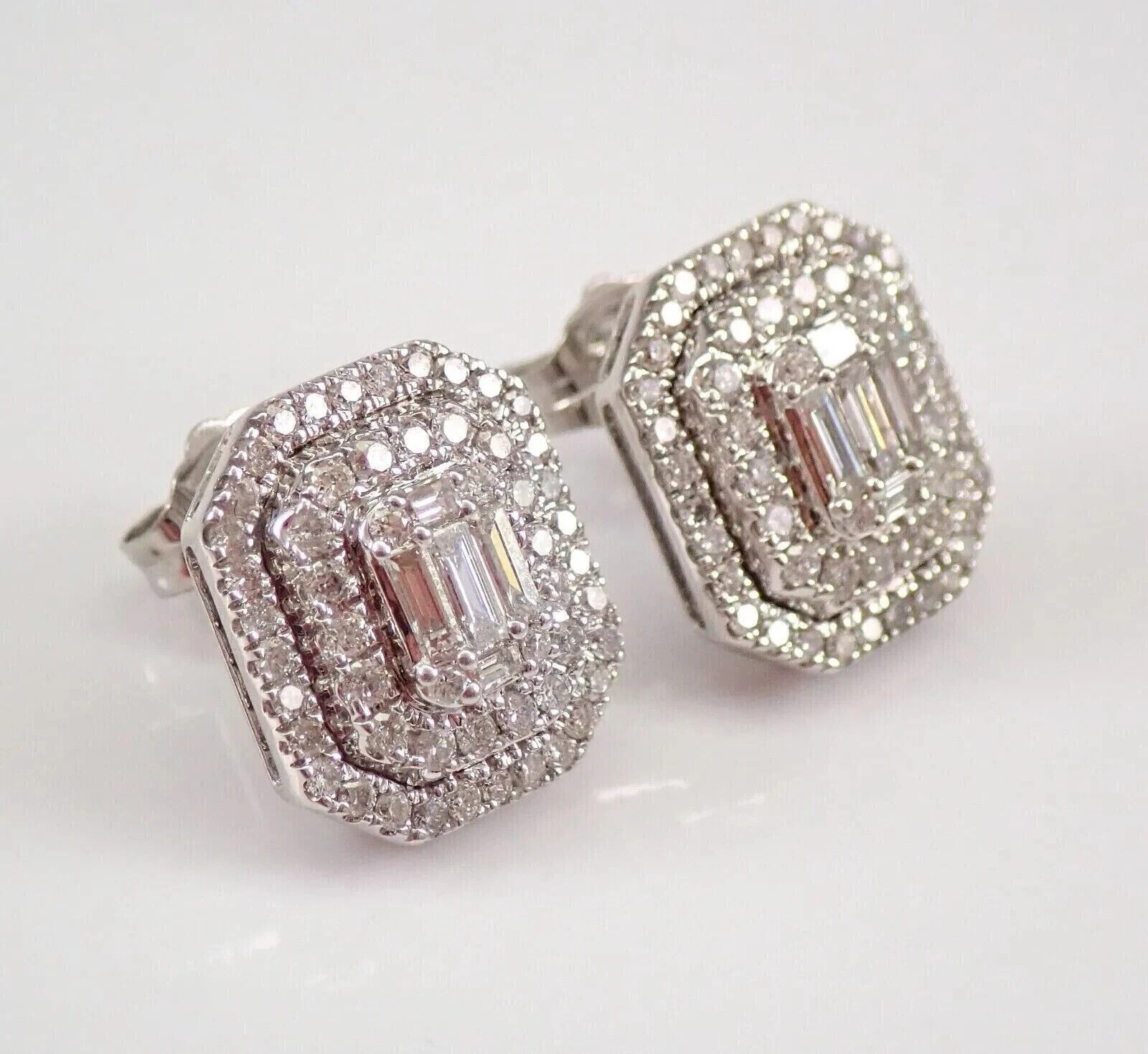 3Ct Lab Created Diamond Cluster Stud Earrings 14K White Gold Silver Plated