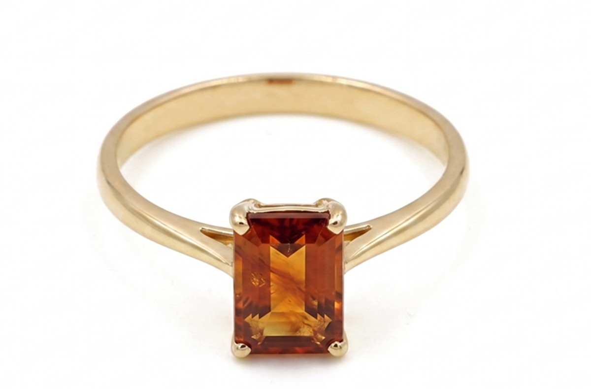 3.00 Carat Emerald Cut Natural Hessonite 925 Silver Handmade Ring For Her