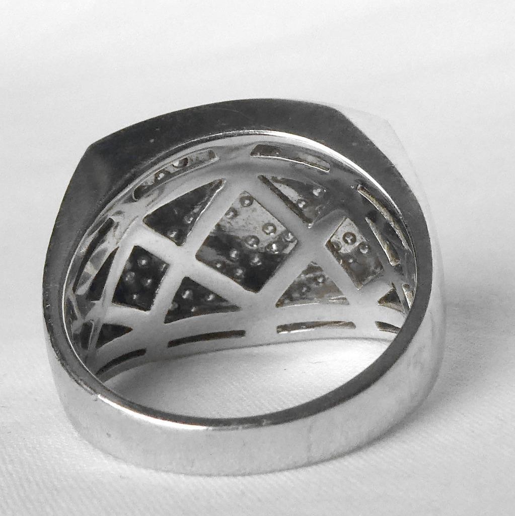 Handsome 14k White Gold Mens Diamond Ring .85ctw Hi Quality Heavy 13.3gr Sz 10.5