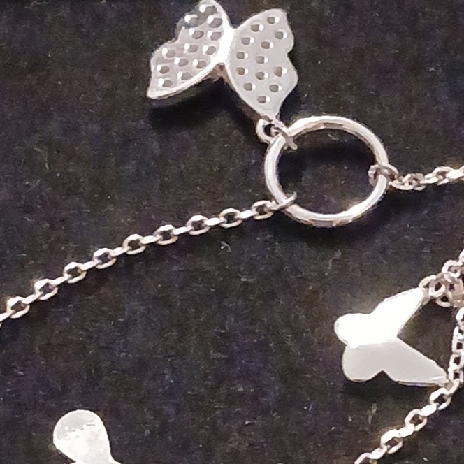 Sterling Silver Butterfly Charm Cable Chain Bracelet Adjustable Final Sale!