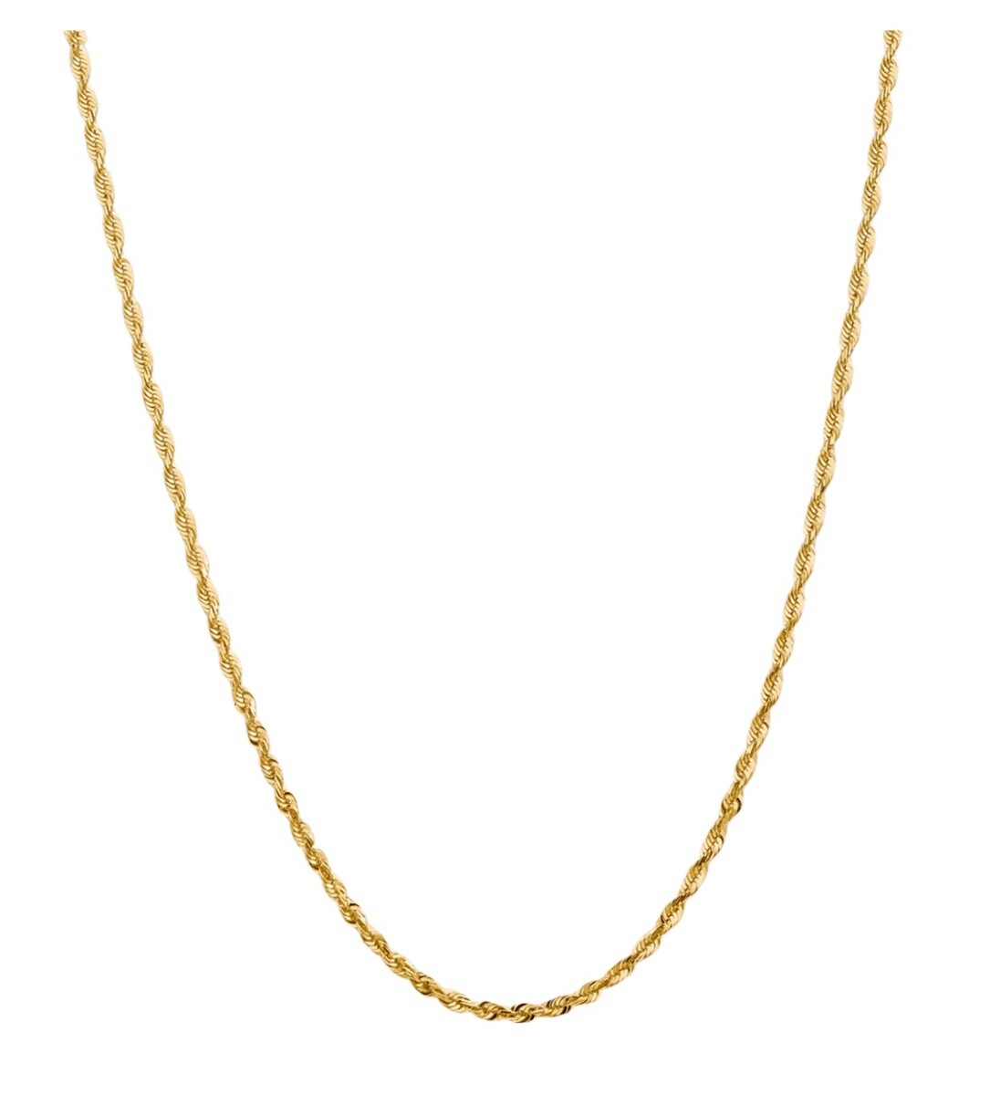 Diamond-cut Gold Rope Chain Necklaces – Lightweight – 14K Yellow Gold – 6in-30in