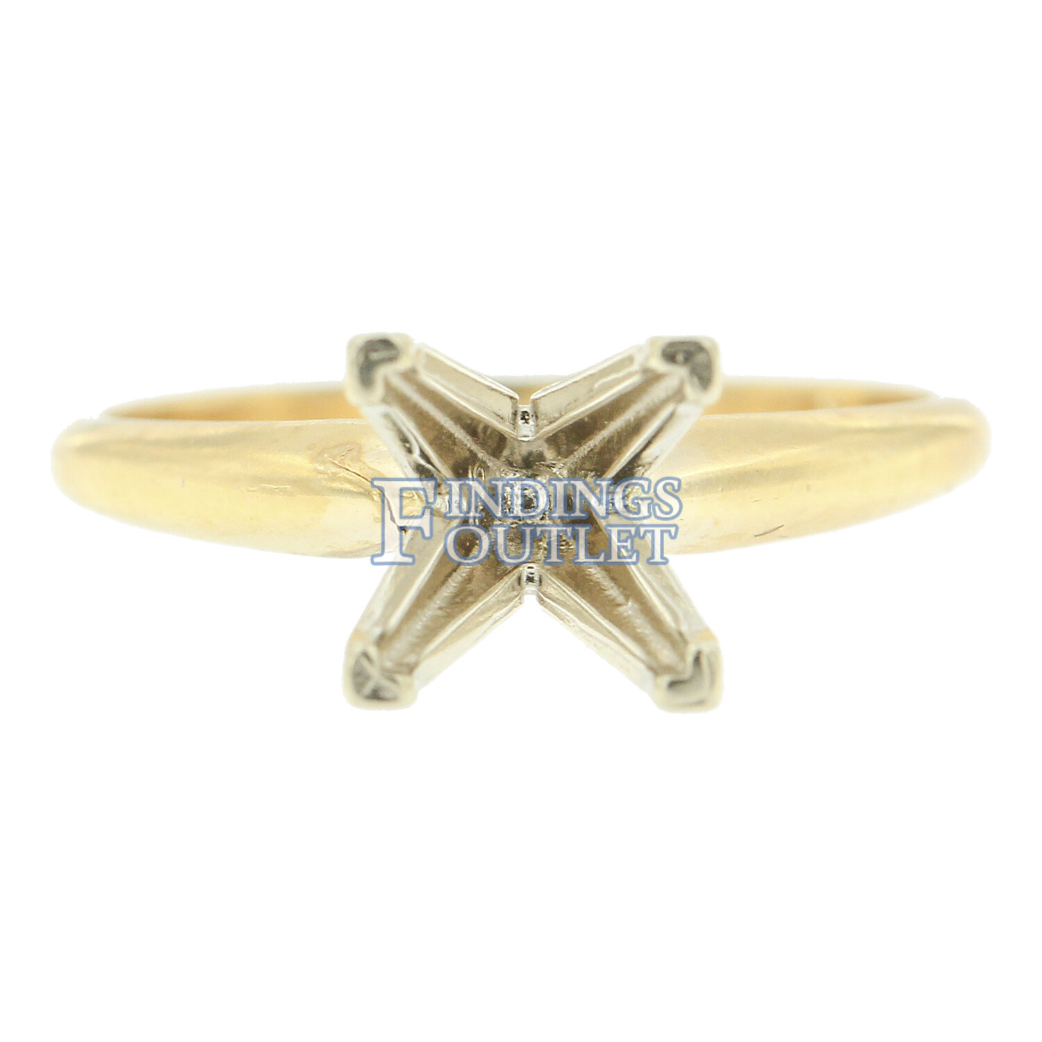 14K Yellow Gold Princess Engagement Solitaire Ring 4Prong Mounting Solid Setting