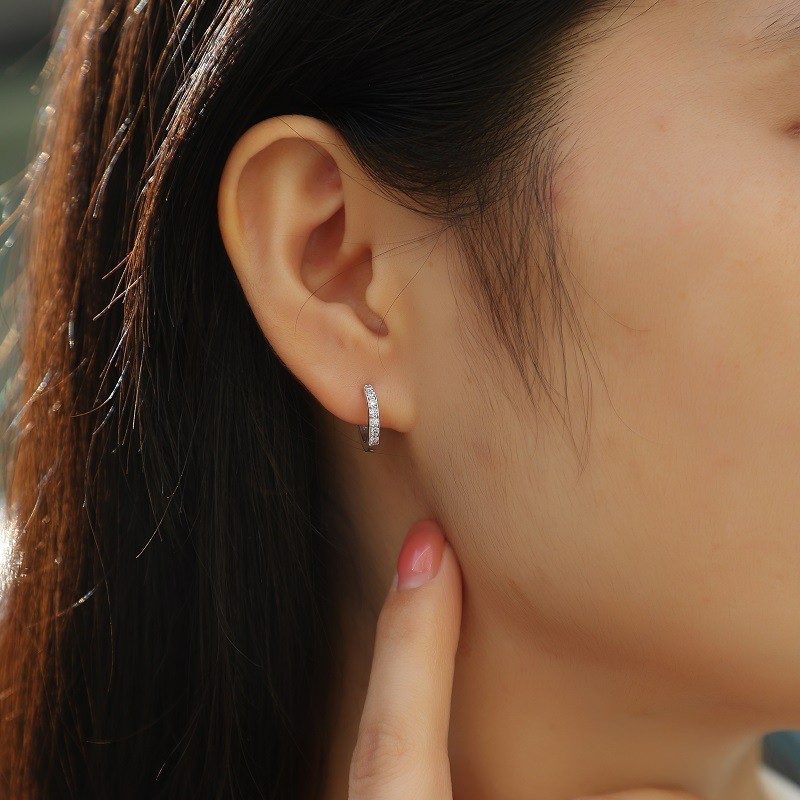 925 Sterling Silver Tremella Circle Moissanite Earrings Sweet Commuter Women Jew