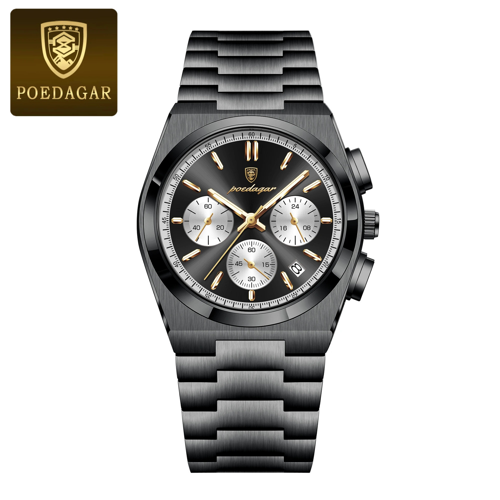 Luxury Man Quartz Chronograph Watch Waterproof Luminous Date 3Bar