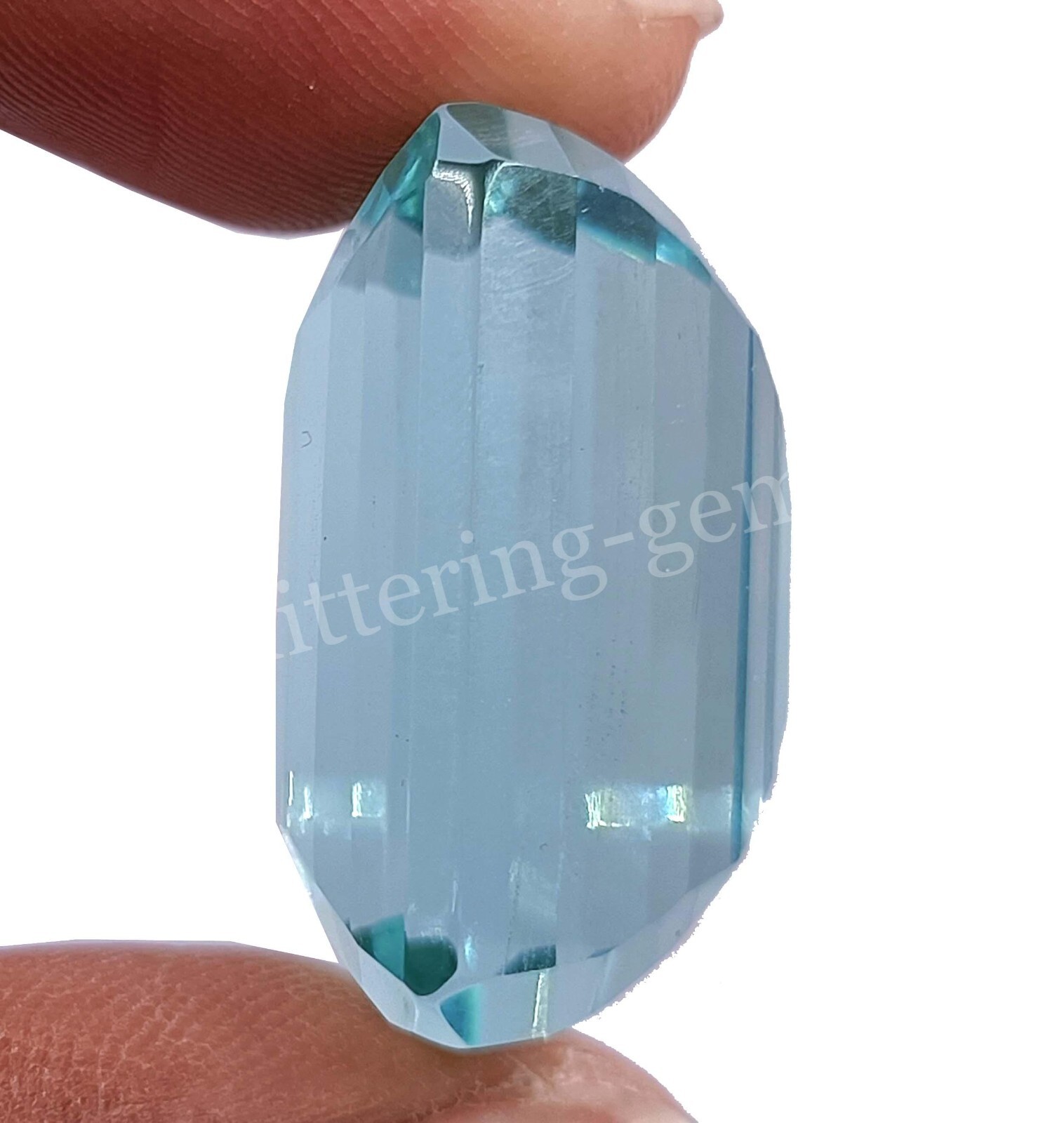 Blue Topaz Semi Transparent 53.5 CT Certified Faceted Emerald Cut Loose 5DAZ
