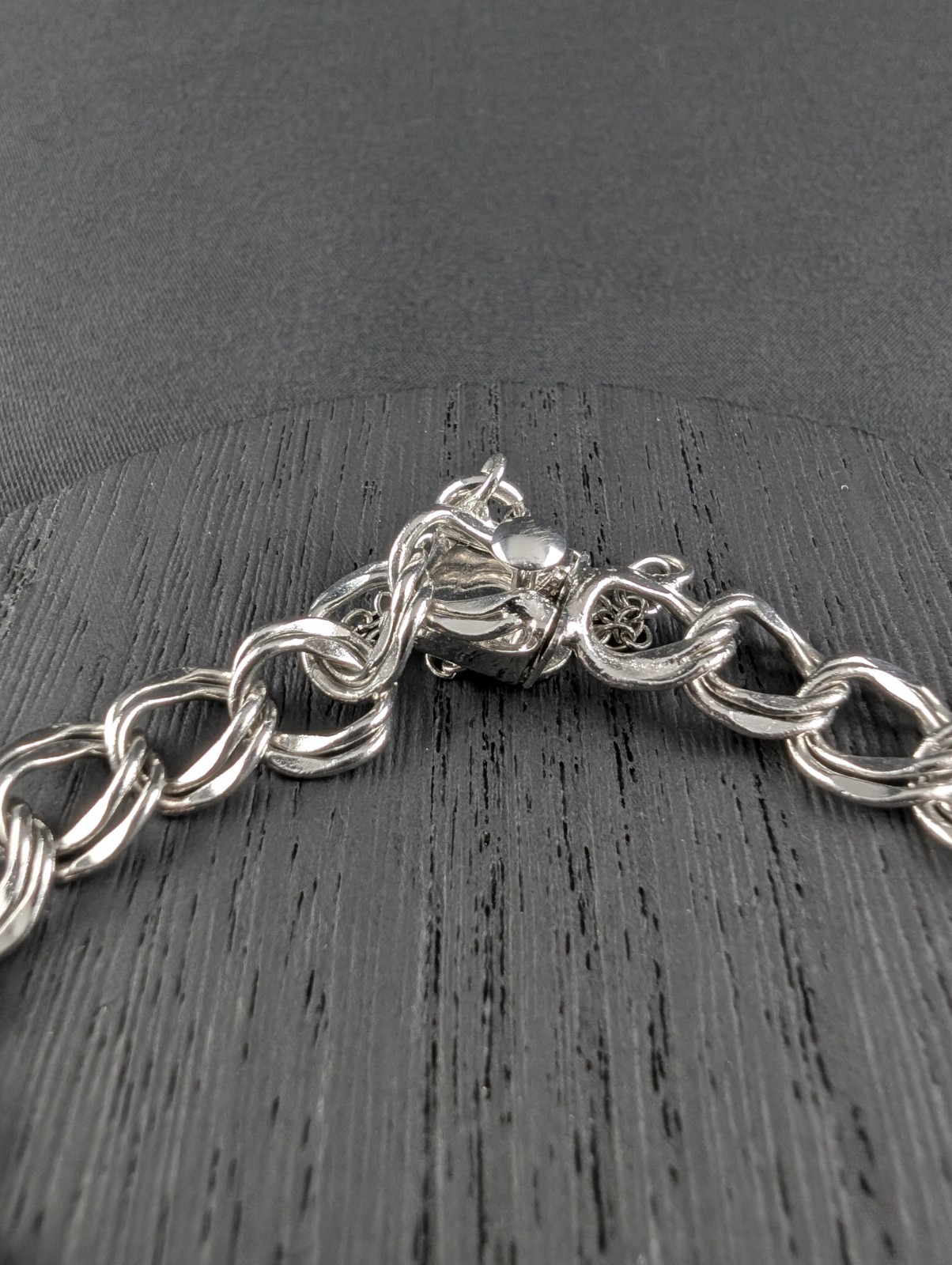 Wells Sterling Silver Double Link Charm Bracelet Safety Chain 7.5in 11.4g