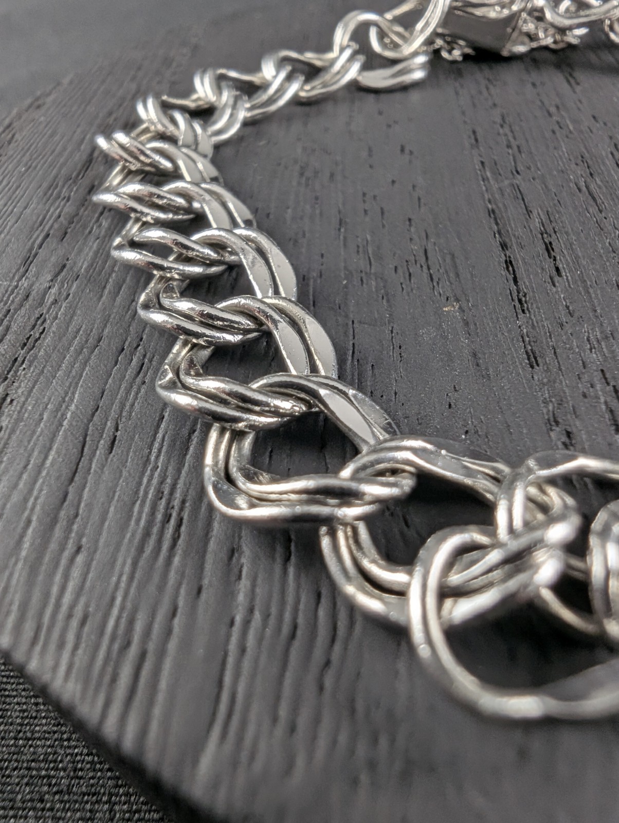 Wells Sterling Silver Double Link Charm Bracelet Safety Chain 7.5in 11.4g