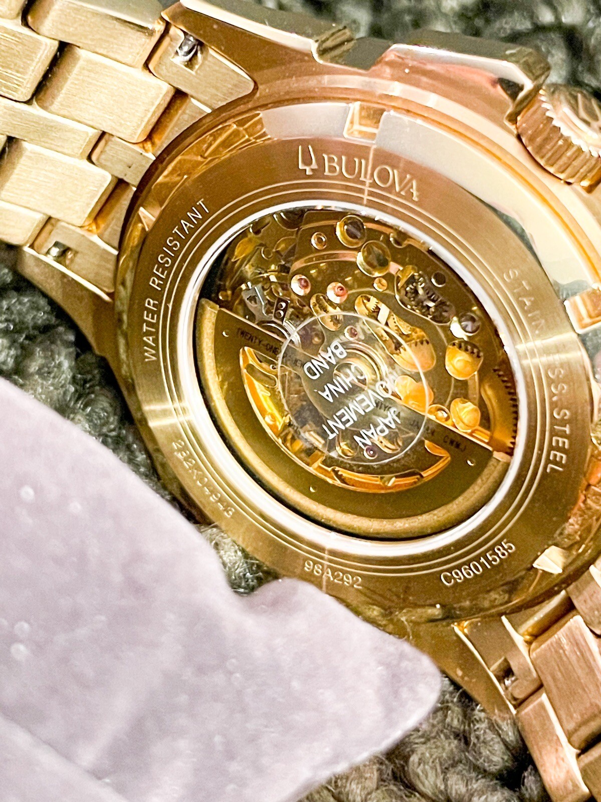 Bulova 98A292 Octava Crystal Gold Tone 42 mm Skeleton Dial Automatic Men’s Watch