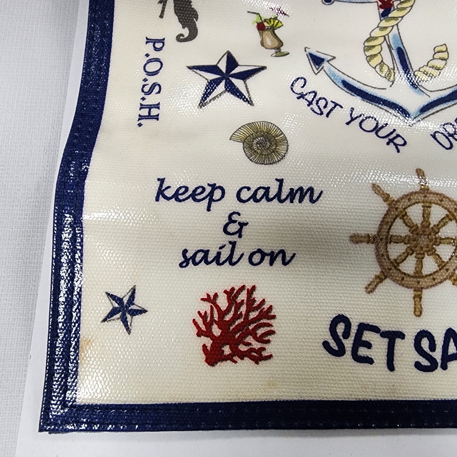 Brighton Nautical Travel Jewelry Roll Blue Velvet Lined Zippered Compartments