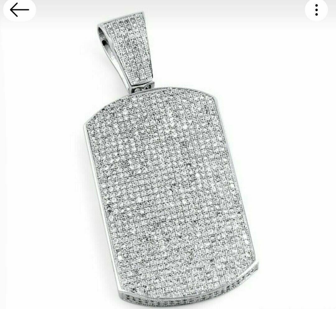1.60 CTW Round Cut Moissanite Men’s Pendant With 18″ Chain 14K White Gold Plated
