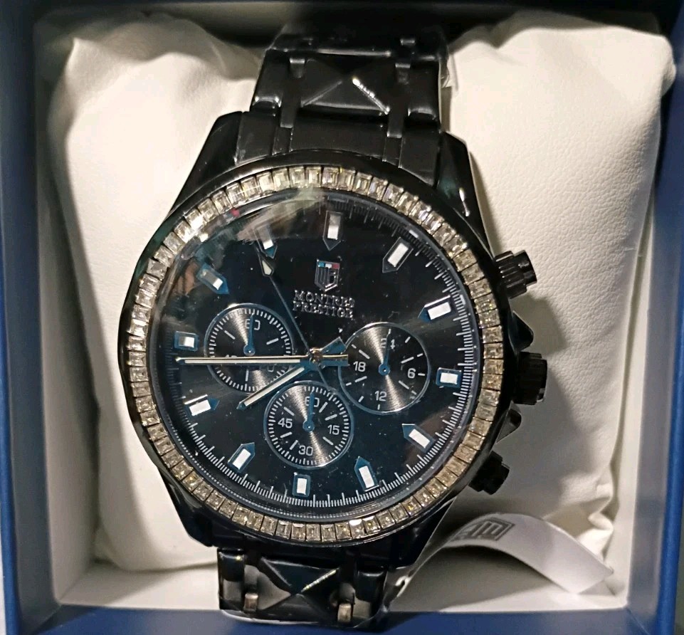 67- Montres Prestige Men’s Quartz Chronograph Watch 42mm Black Dial MPW-0362