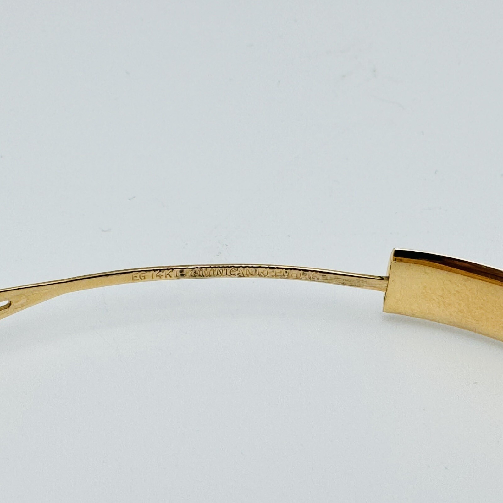 EternaGold 14k Yellow Gold Etched Bangle Bracelet Dominican Republic 7.6g 7.4”