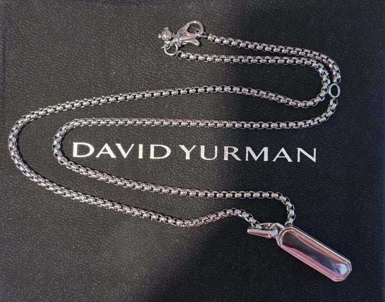 David Yurman men Honor Amulet in Sterling Silver with 14K Yellow Gold, 27MM 22″