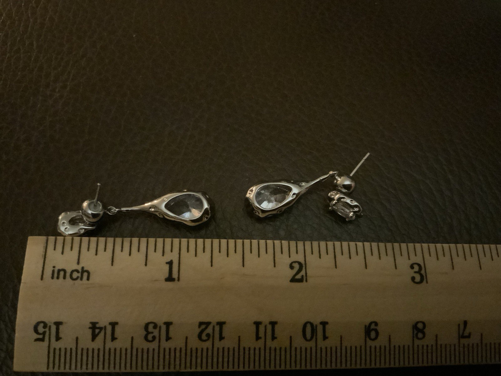 Molten Silver Teardrop Earrings Crystal Oval Stud Geometric Liquid Metal Drop CZ