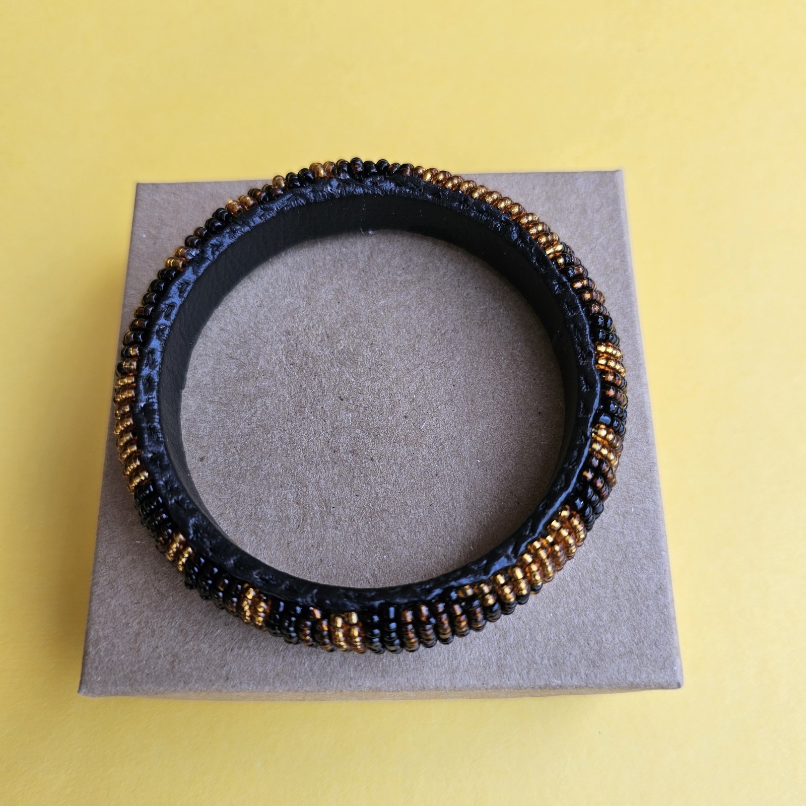 African- Maasai Beaded Leather Bangle Bracelet- Handcrafted in Kenya- New- b