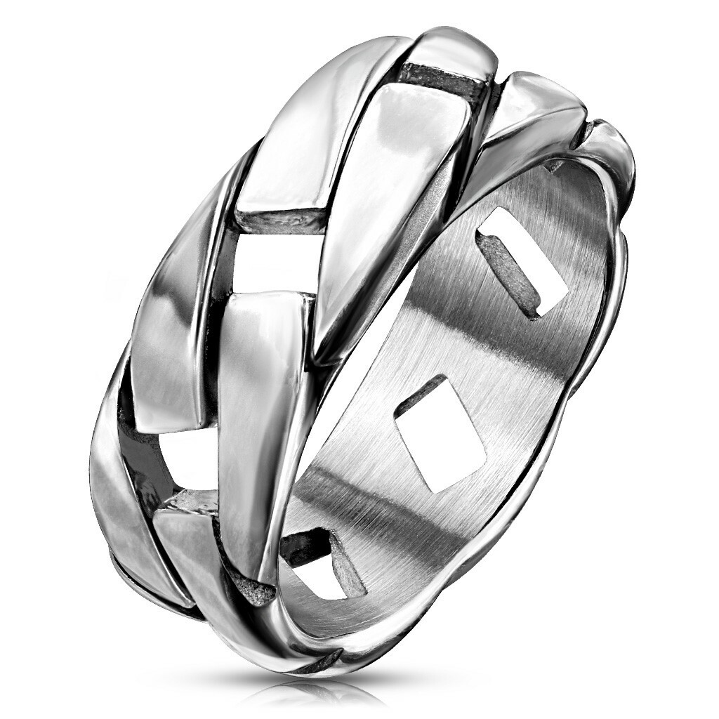 Stainless Steel Men’s Modern & Gorgeous Cuban Chain Link Design Ring Size 9-13