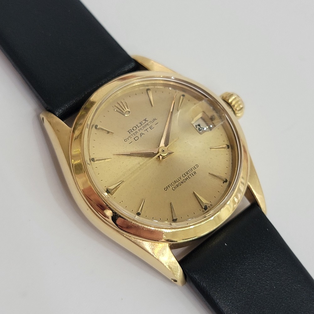 Rolex Ref 6624 Oyster Date 18k Solid Gold Midsize 30mm 1960s Automatic RA456C