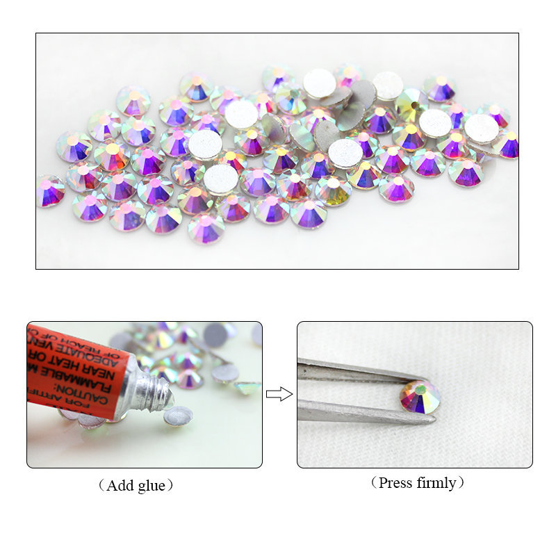 Rose Gold Nail Art Rhinestones FlatBack Glitter Crystal Gems Tips DIY Decoration