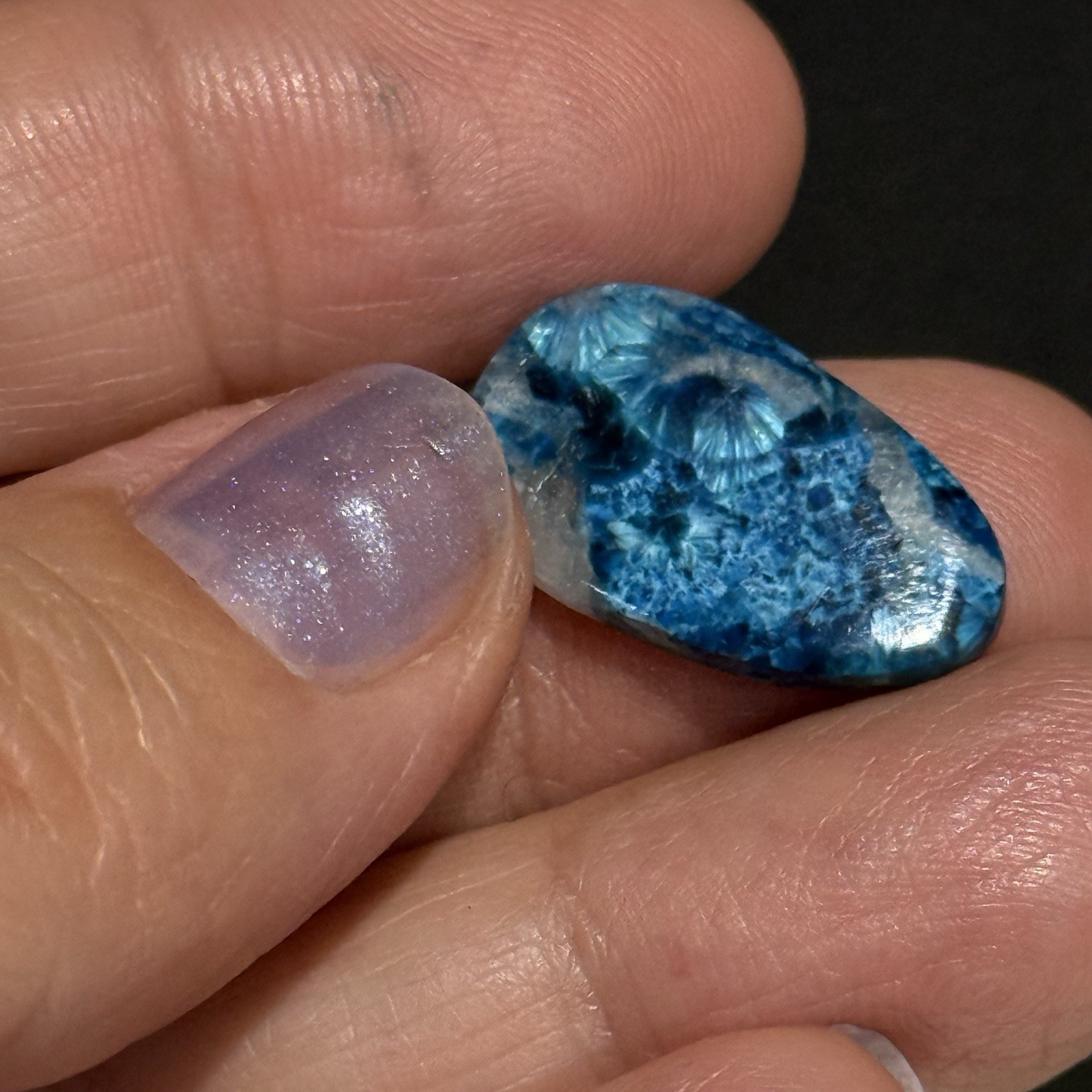 7.85ct 20.7×12.2x3mm Rare Blue Plancheite Cuprite Shattuckite Calcite Cabochon