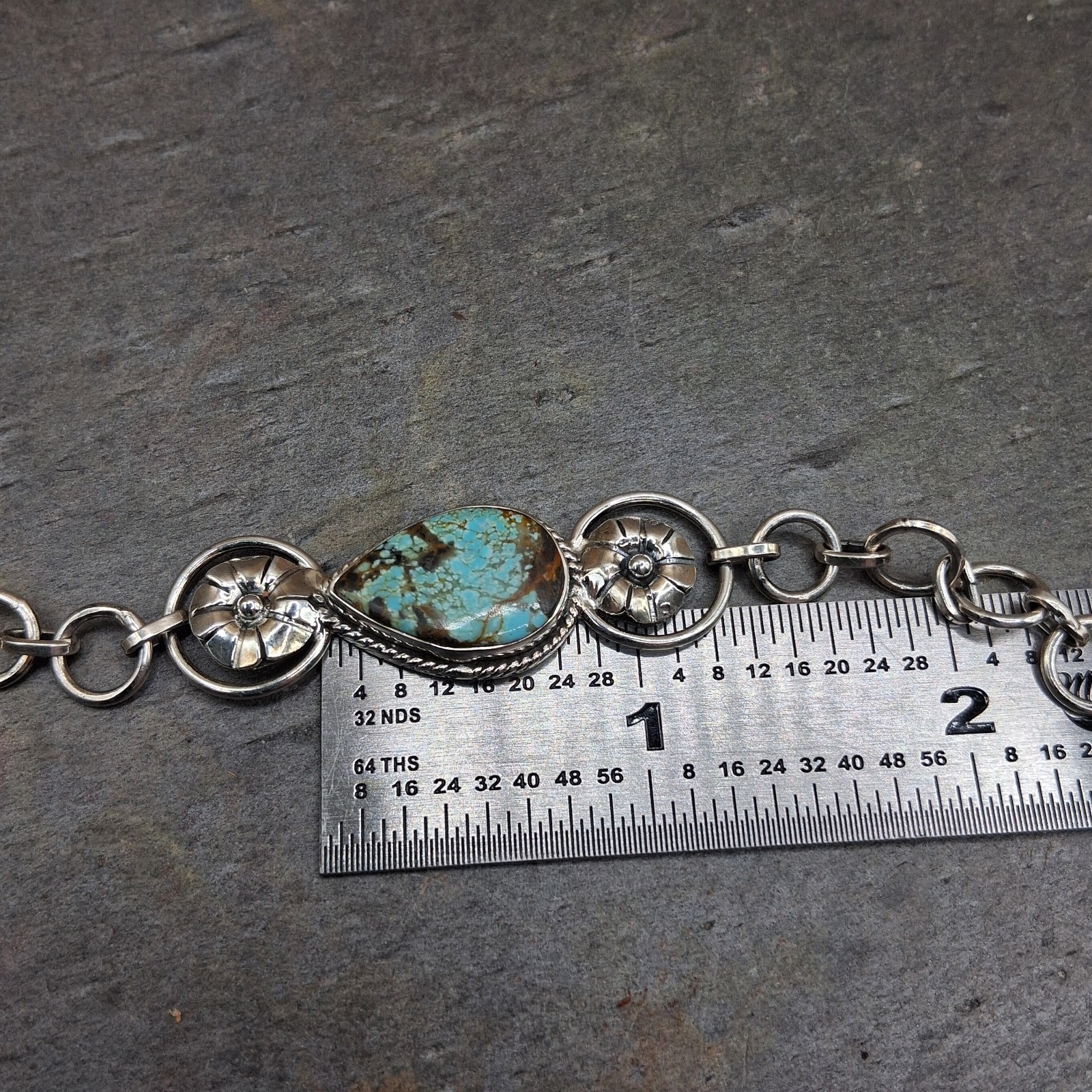 Number 8 Turquoise Sterling Silver Bracelet 11.7g Southwestern Navajo Style