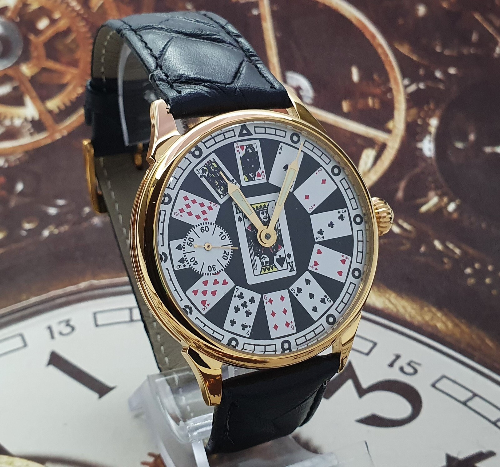 Watch Marriage Casino Playing Cards 3602 Gold case Men’s Wristwatch 18 Jewels