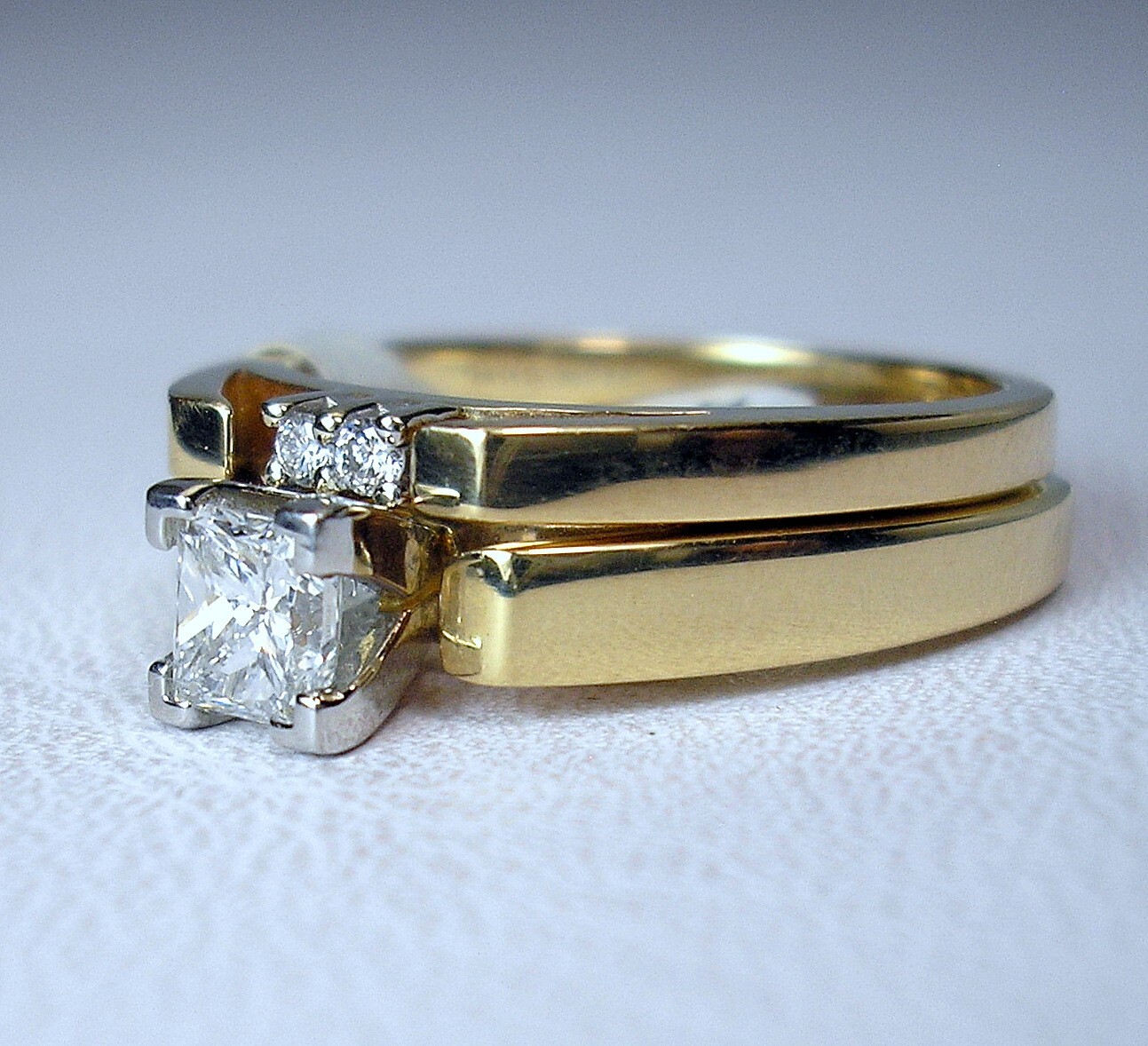 0.41ct Princess 0.43ctw Natural Diamonds 14K Yellow Wedding Set Was $2,395 Video