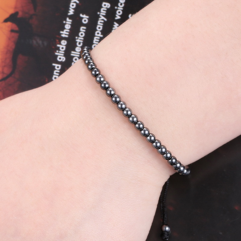 Hot Charms Punk Unisex Women Mens Leather Macrame Bracelet 18K 4MM Beads Jewelry