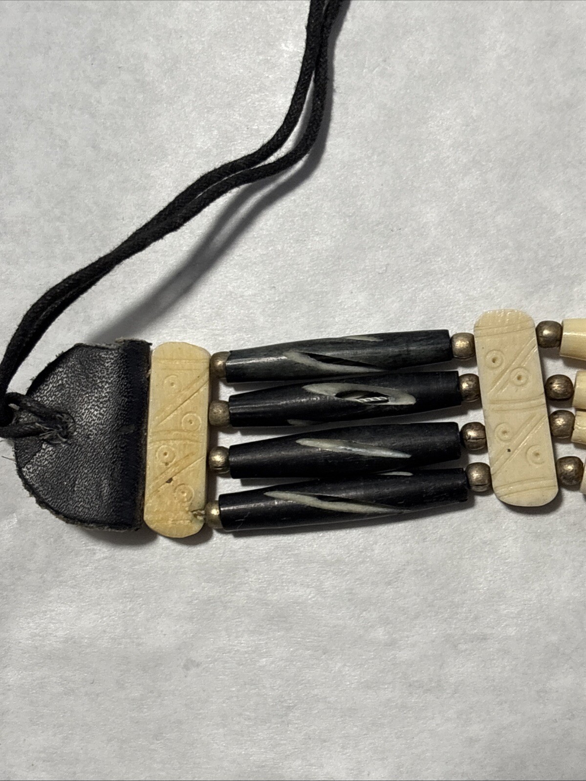 2 Beautiful Necklaces, Puka Shell Spiked & Black & Cream Hairpipe Buffalo Bone