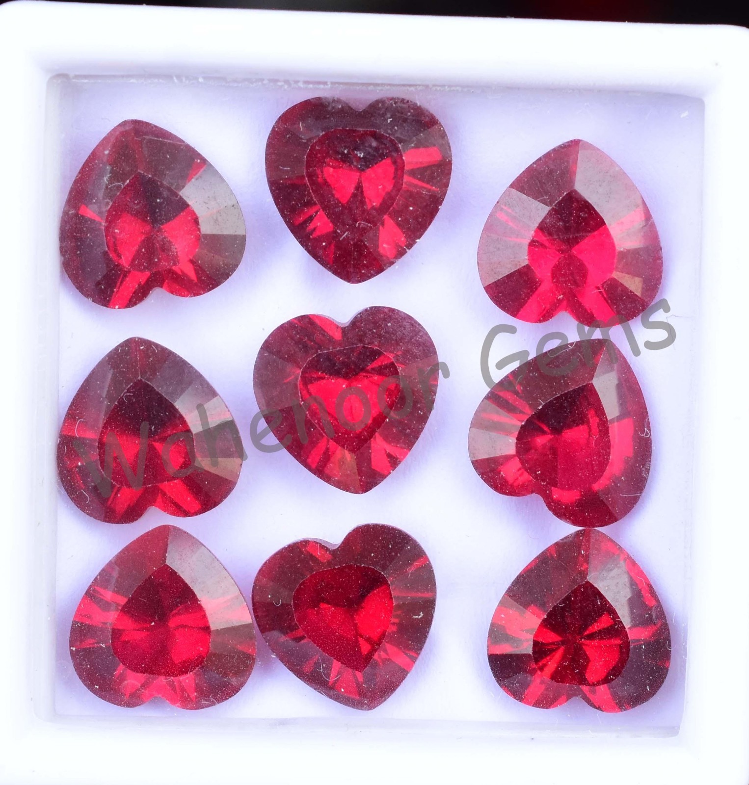 9 Pcs Natural Red Mogok Ruby Heart Shape 9.90 MM Certified Loose Gemstone
