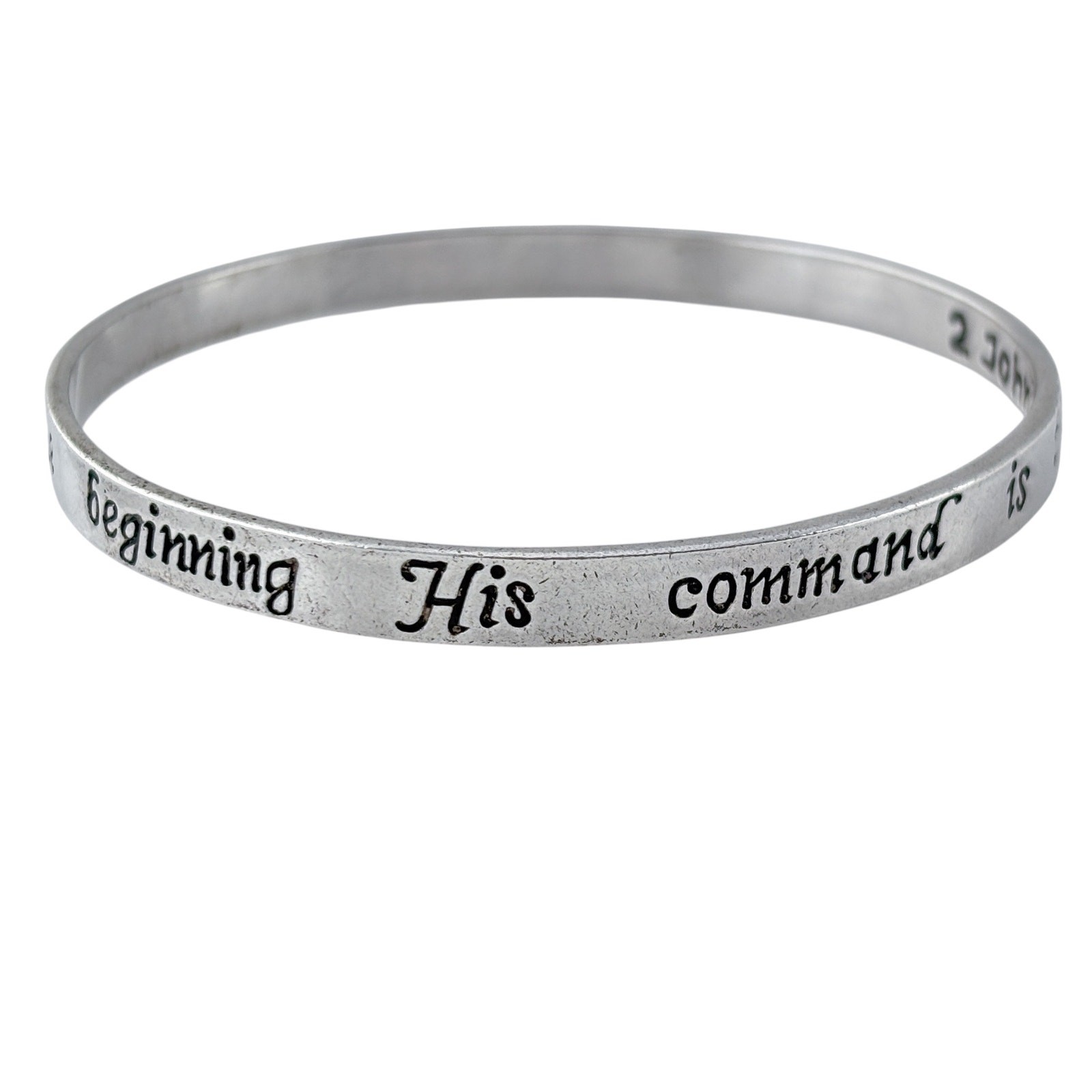 Vintage Sterling Silver 925 Bible Verse Bangle 2 John 1:6 8″