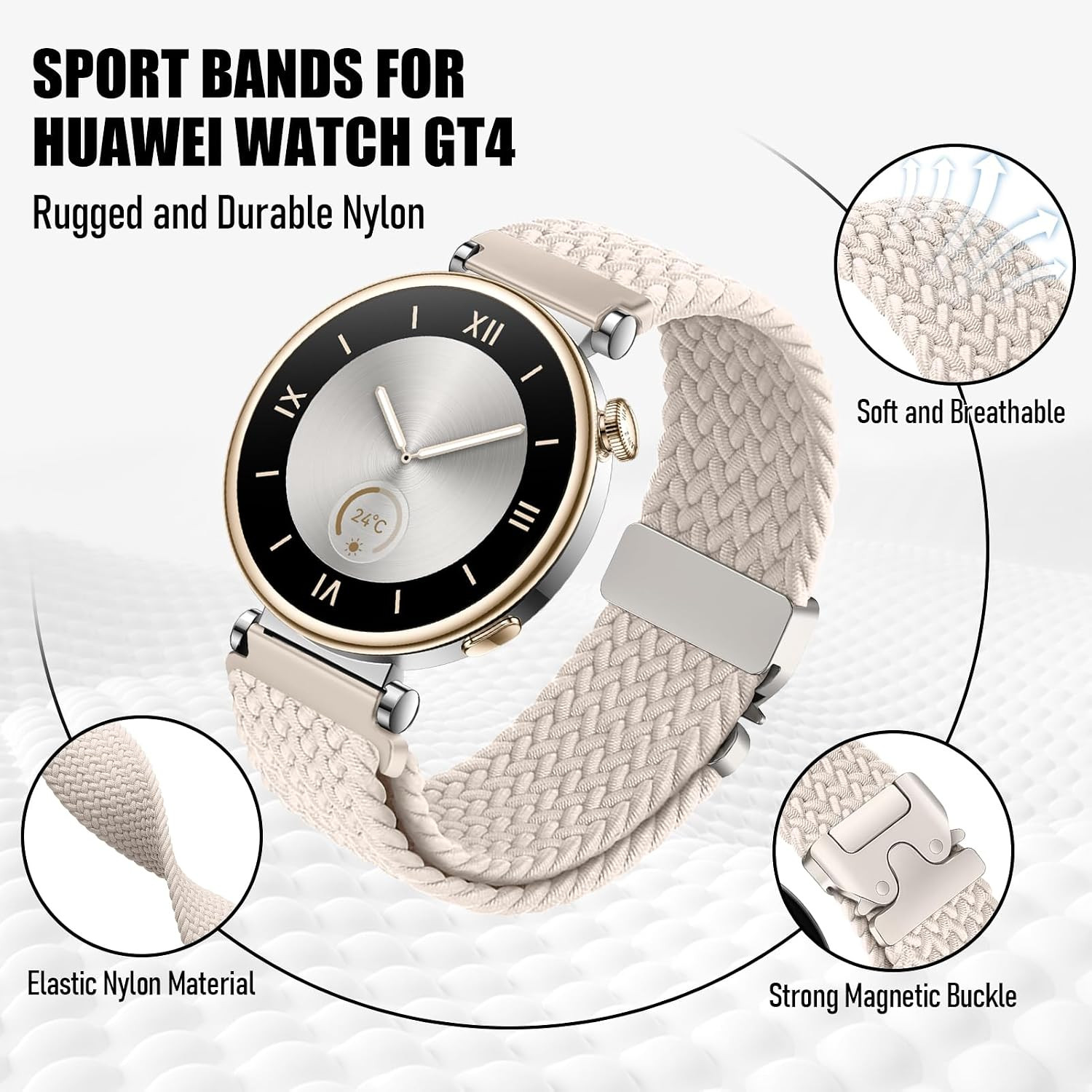 18mm Braided Bands for Garmin Venu 3S 2S/Venu 4 41mm/Vivoactive 4S/Vivomove 3S/F