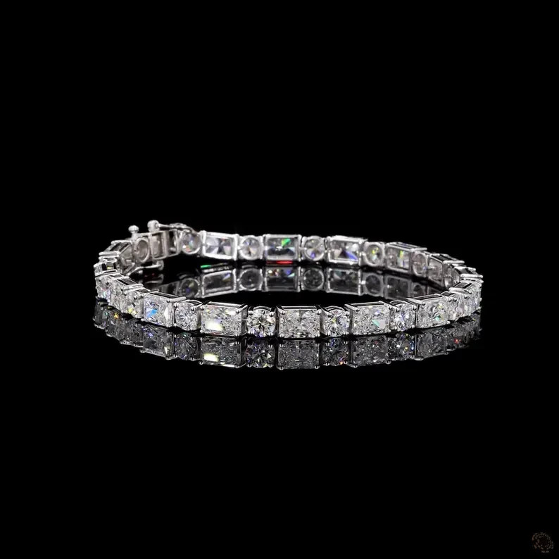 15.00 Ctw Mix Cut Lab Created Diamond Tennis Bracelet 14K White Gold Plated