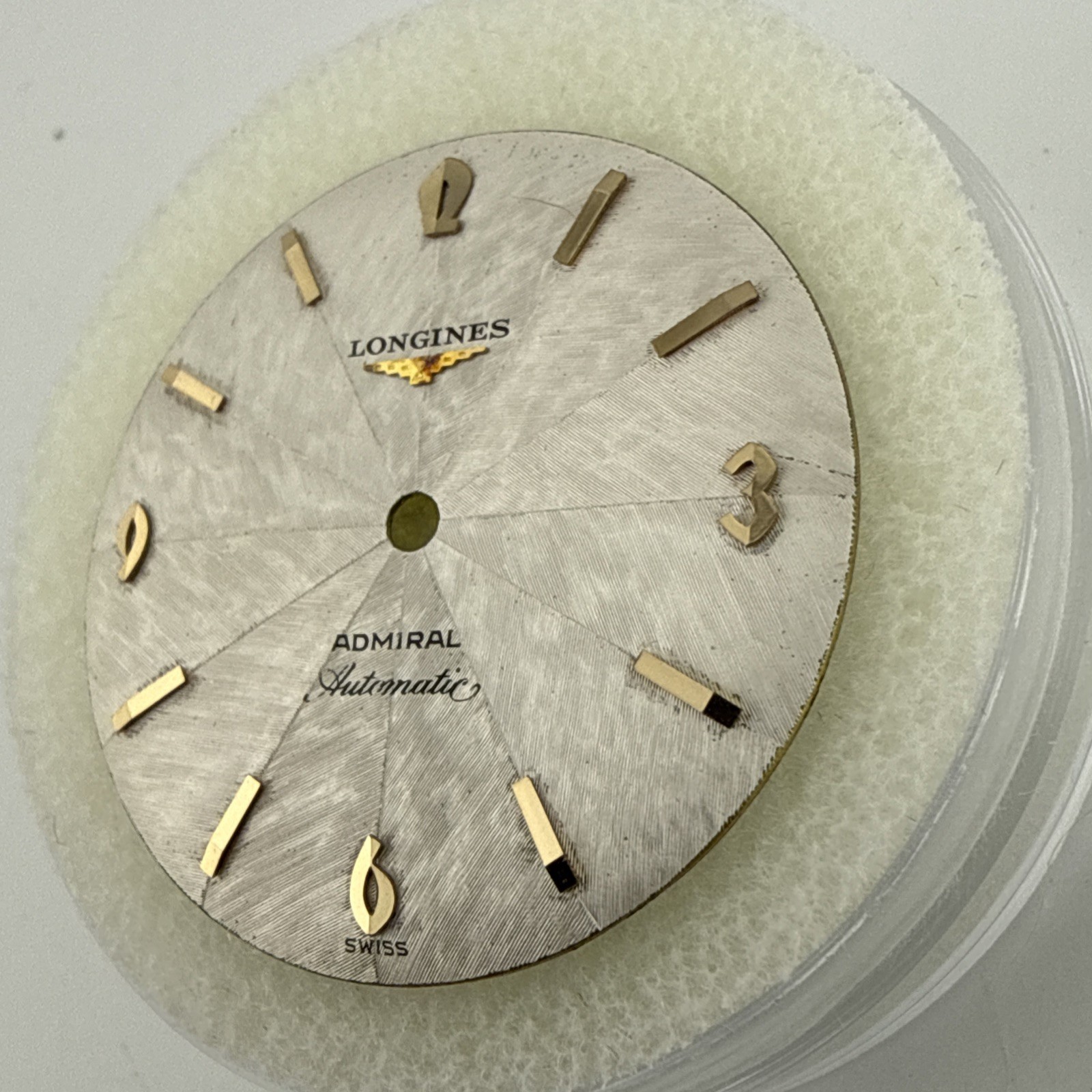 Longines Admiral Day Automatic Silver & Gold Textured Watch Dial 30.5mm NOS