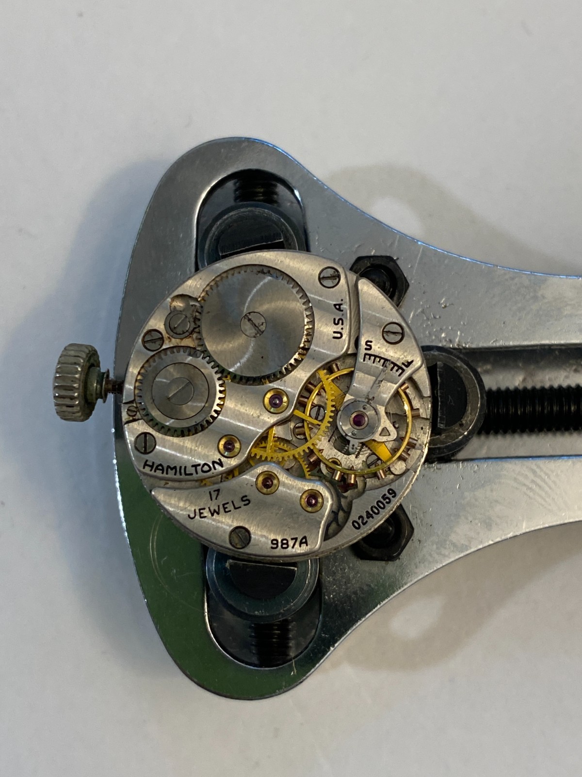 WWII Hamilton 987A ORD DEPT US Army Military Watch OD-14581 17J Parts Vintage