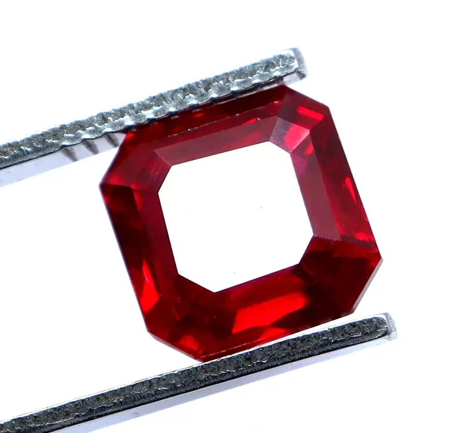 4.70 Ct Natural Flawless Red Ruby Certified Asscher Cut Loose Stunning Gemstone