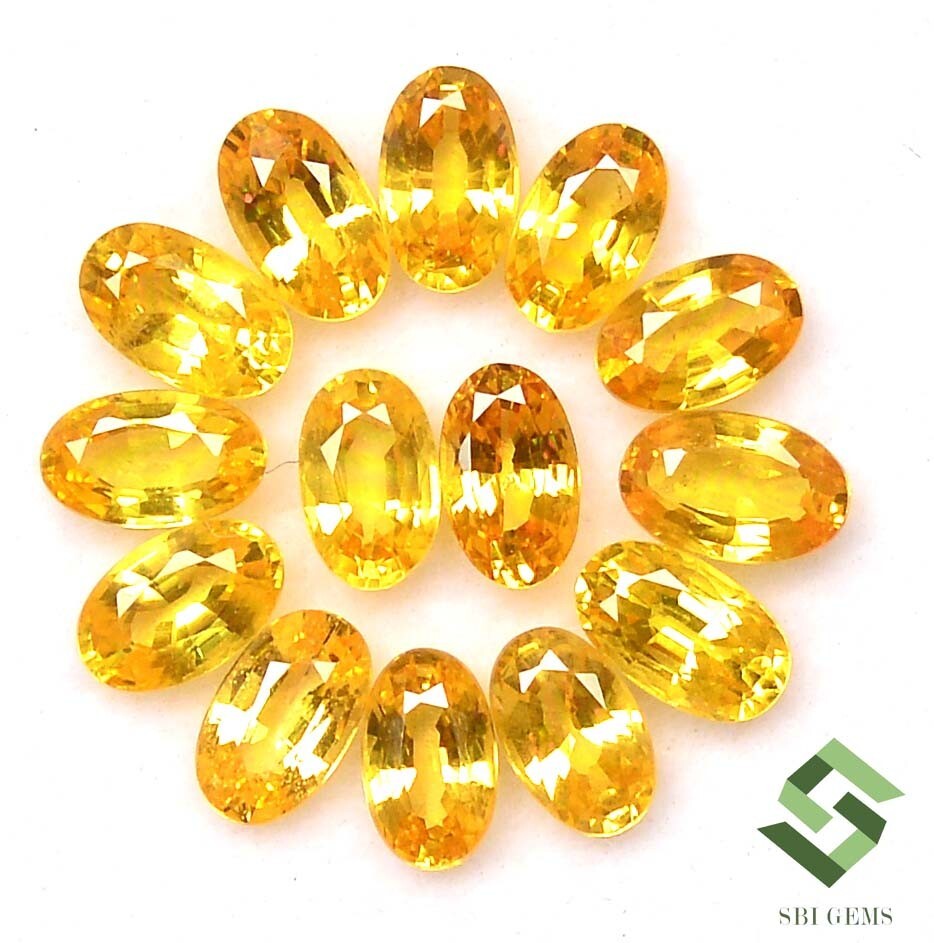5×3 mm Natural Yellow Sapphire Oval Cut Lot 15 Pcs 4.77 CTS Loose Gemstones