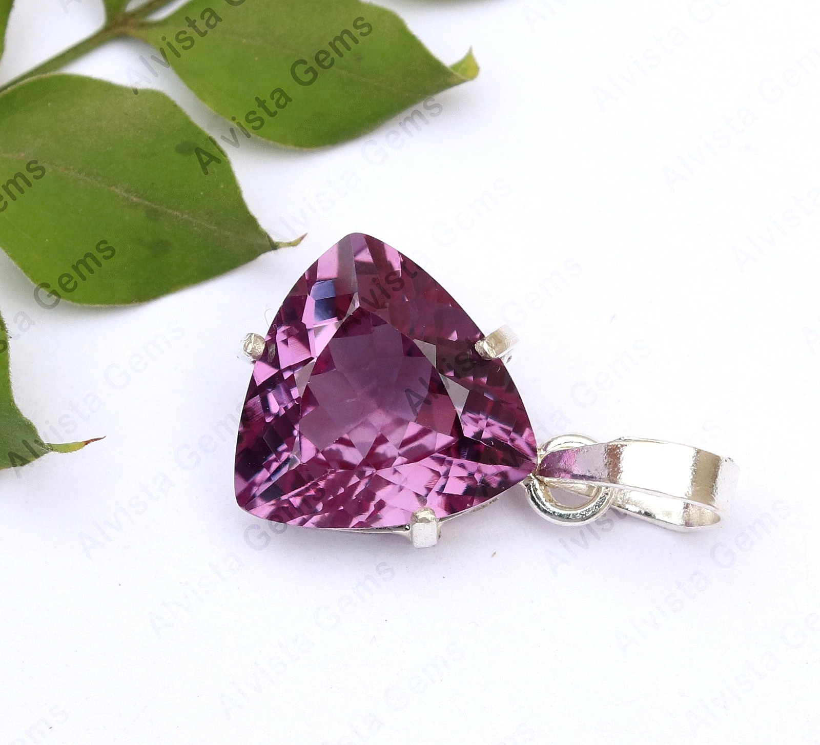 Natural Color Change Alexandrite Certified Trillion Gemstone Pendant 925 Silver