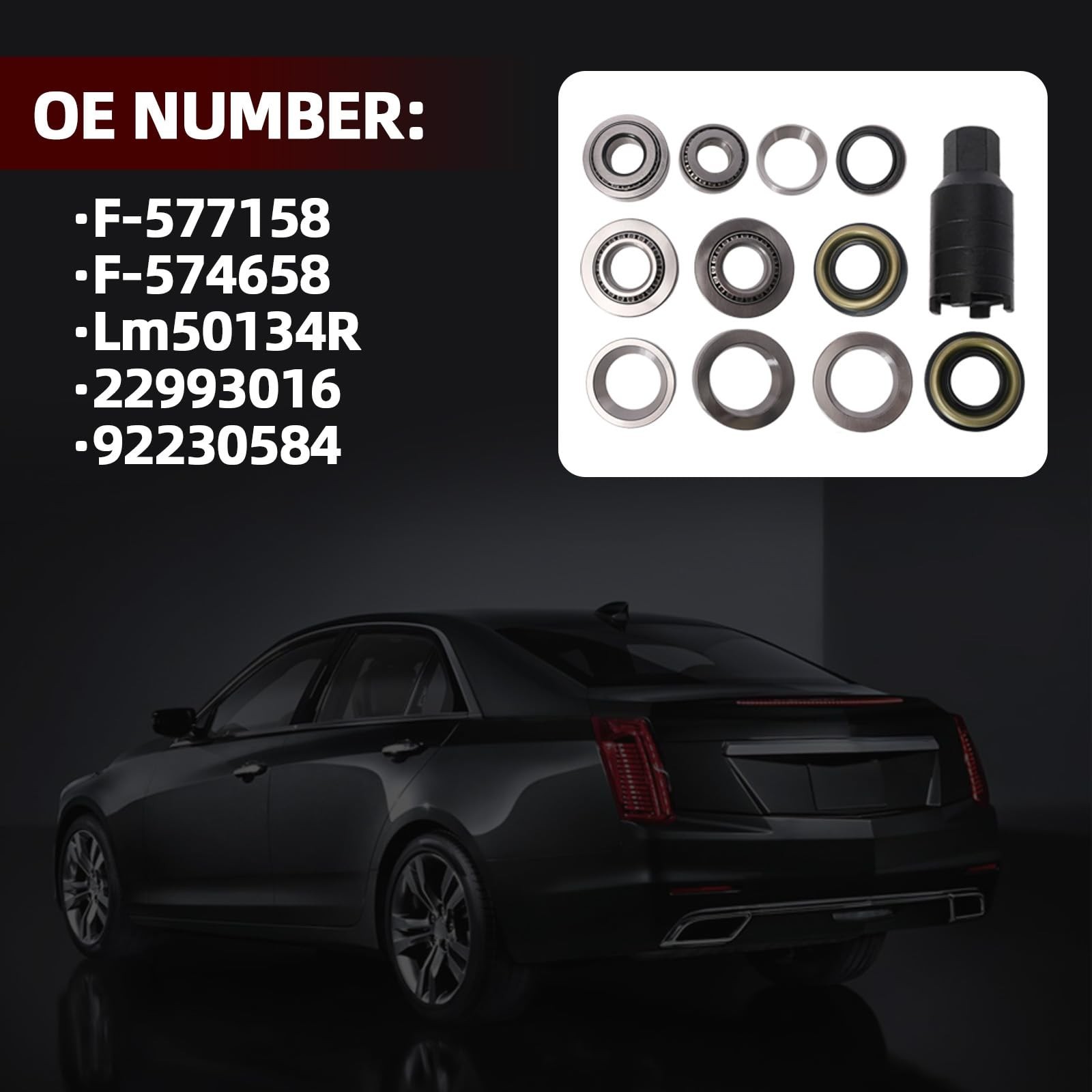 F-577158 F-574658 Lm50134R Rear Differential Bearing Repair Kit w/Removal Too…