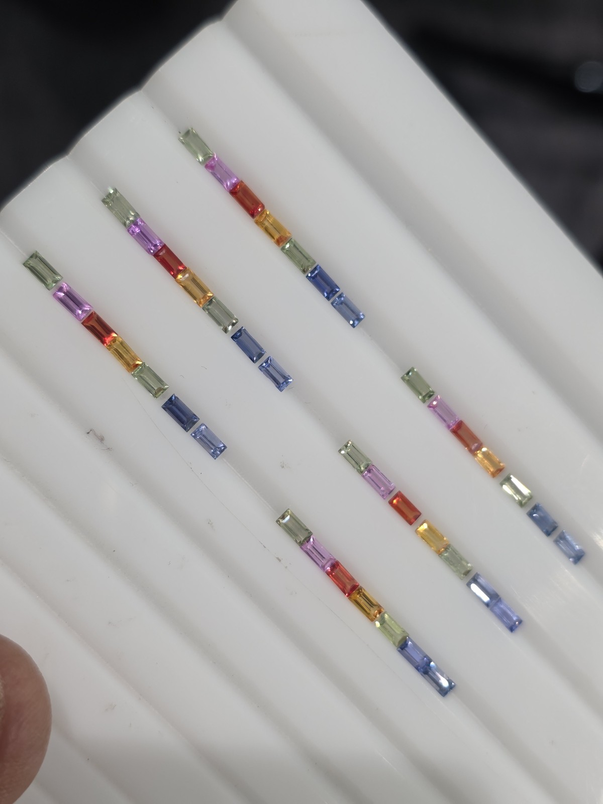4x2mm Natural Fancy Rainbow Sapphire Good Quality Baguettes 7 Stones set
