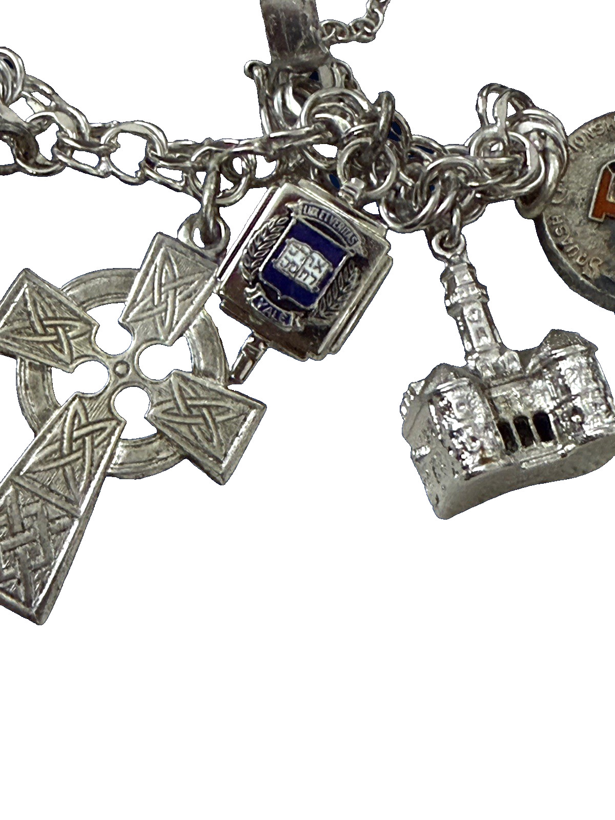 Sterling SIlver Charm Bracelet 50g Vintage 1960s American Yale Doctor 10 Charms