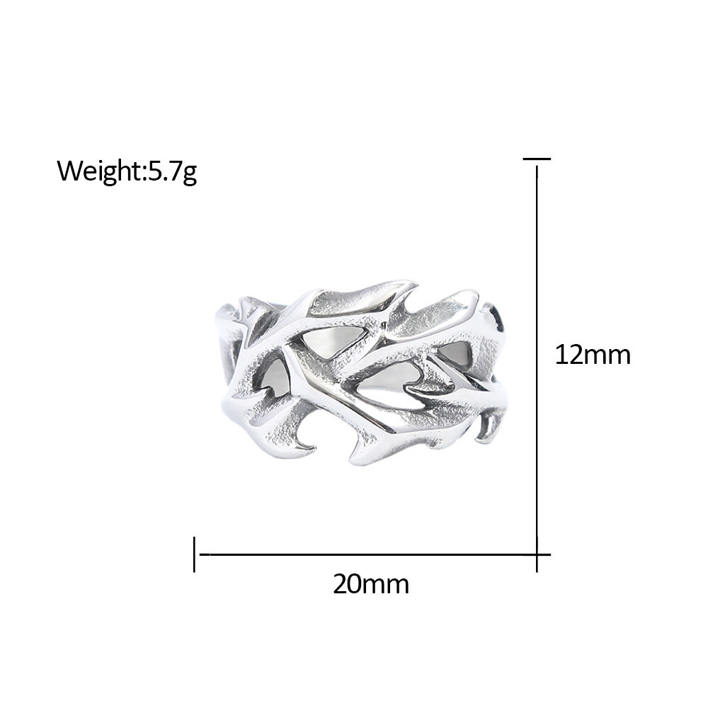 Vintage Crown of Thorns Mens Ring Christian Faith Stainless Steel Ring for Men