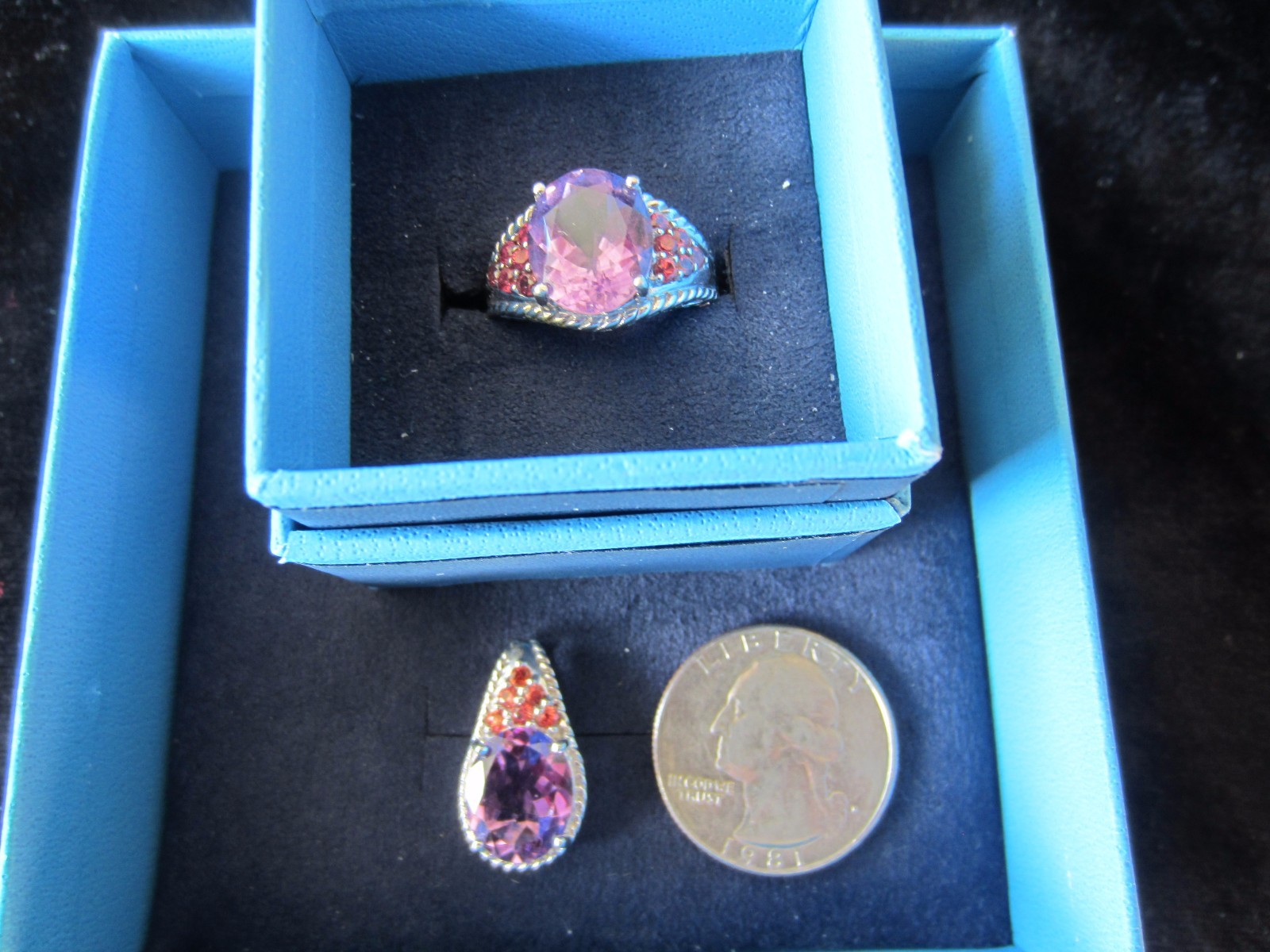 3.75 CTW AMETHYST & RED SAPPHIRE RING ~ SET IN 925 STERLING SILVER ~ SIZE 7