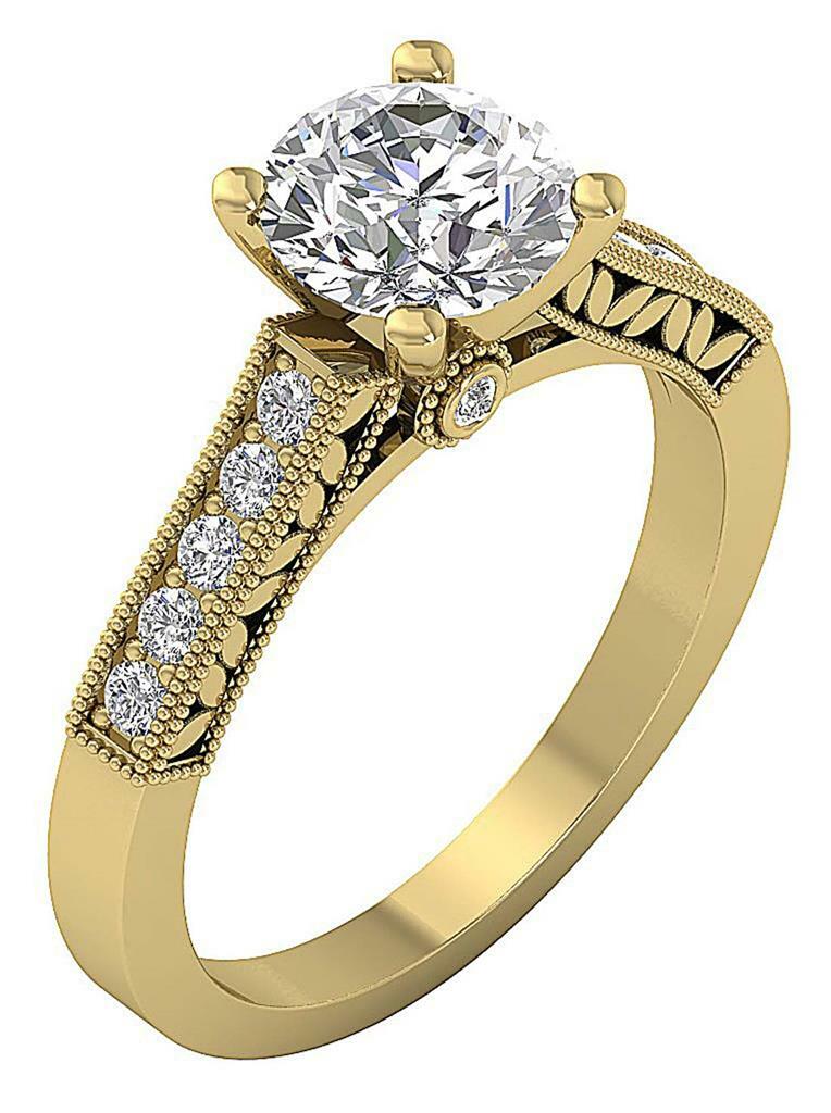 Solitaire Anniversary Ring I1 G 1.40 Ct Round Diamond 14K Yellow Gold 6.40 mm