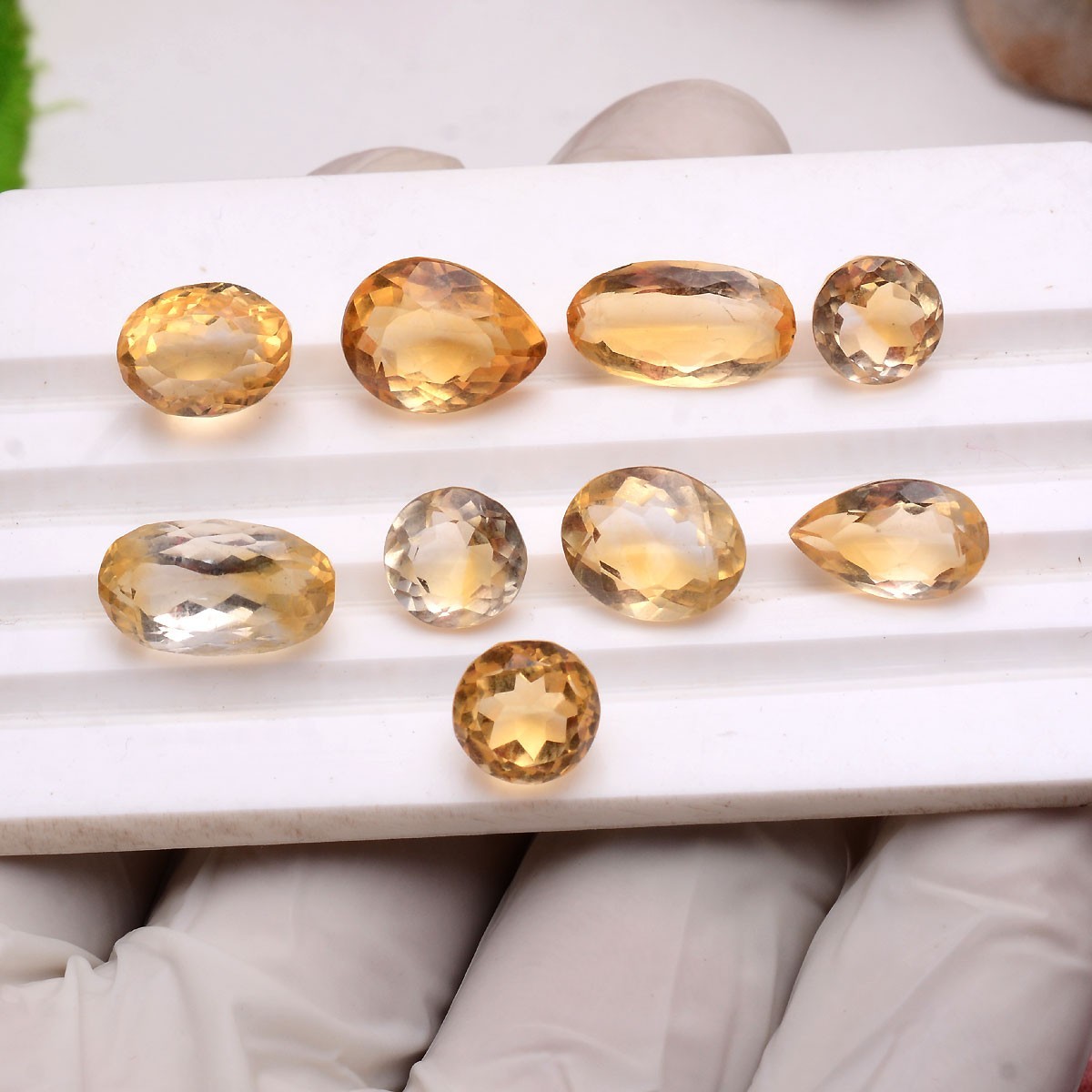 Set Of 9 Pcs Natural Golden Citrine 8mm-15mm Mix Faceted Cut Loose Gemstones Lot